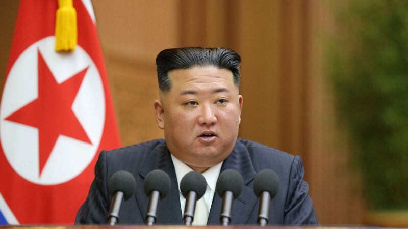 FILE - This photo provided by the North Korean government shows North Korean leader Kim Jong...