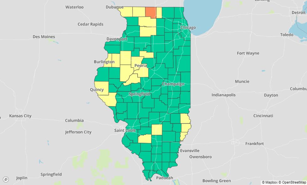 There are now 21 Illinois counties in yellow rated at the medium community level for COVID-19....