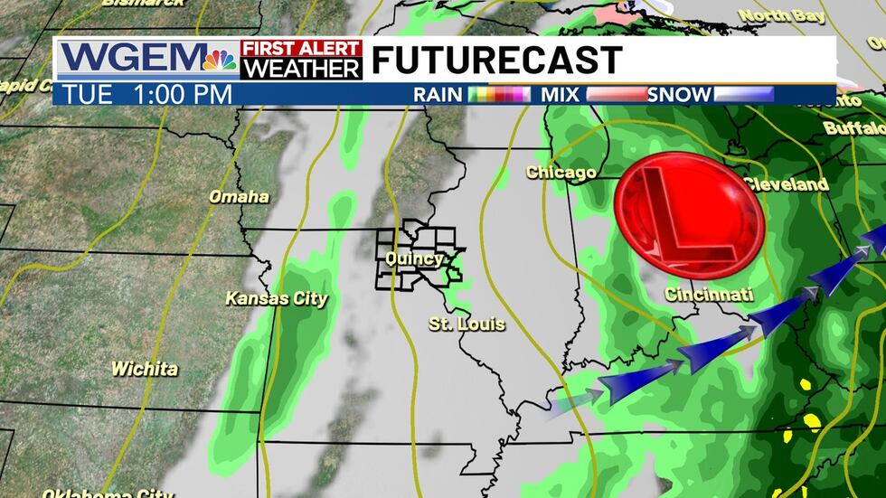 Rain exits Tuesday morning